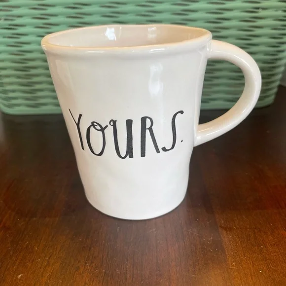 Rae Dunn Stem Print Cafe Mugs Mine/Yours - Set of - Picture 5 of 11